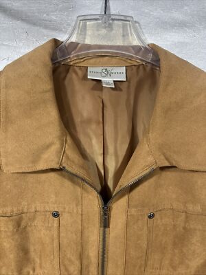 Faux Ultra Suede Leather Jacket Plus Size 16 Casual Lined Zippered