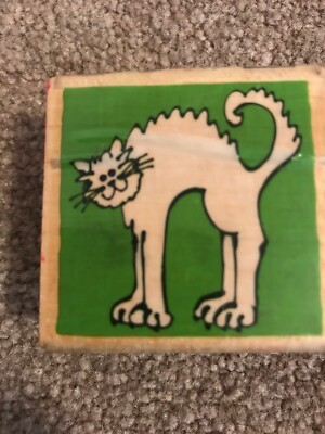 Vap! Scrap Arched Back Cat Stamp 2x2  Never Used