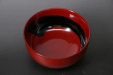 Owan Japanese soup bowl Echizen Lacquerware Handcraft Red Brush Marks