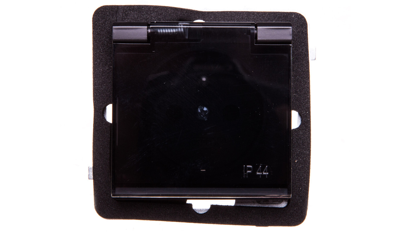 SONATA Splashproof socket w / u IP44 transparent flap black metallic GPH- /T2UK
