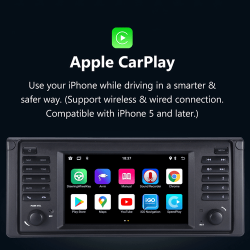 7" Autoradio CarPlay für BMW E39 X5 E53 5er GPS Radio Sat Nav RDS mit WIFI +BT - Bild 4 von 13