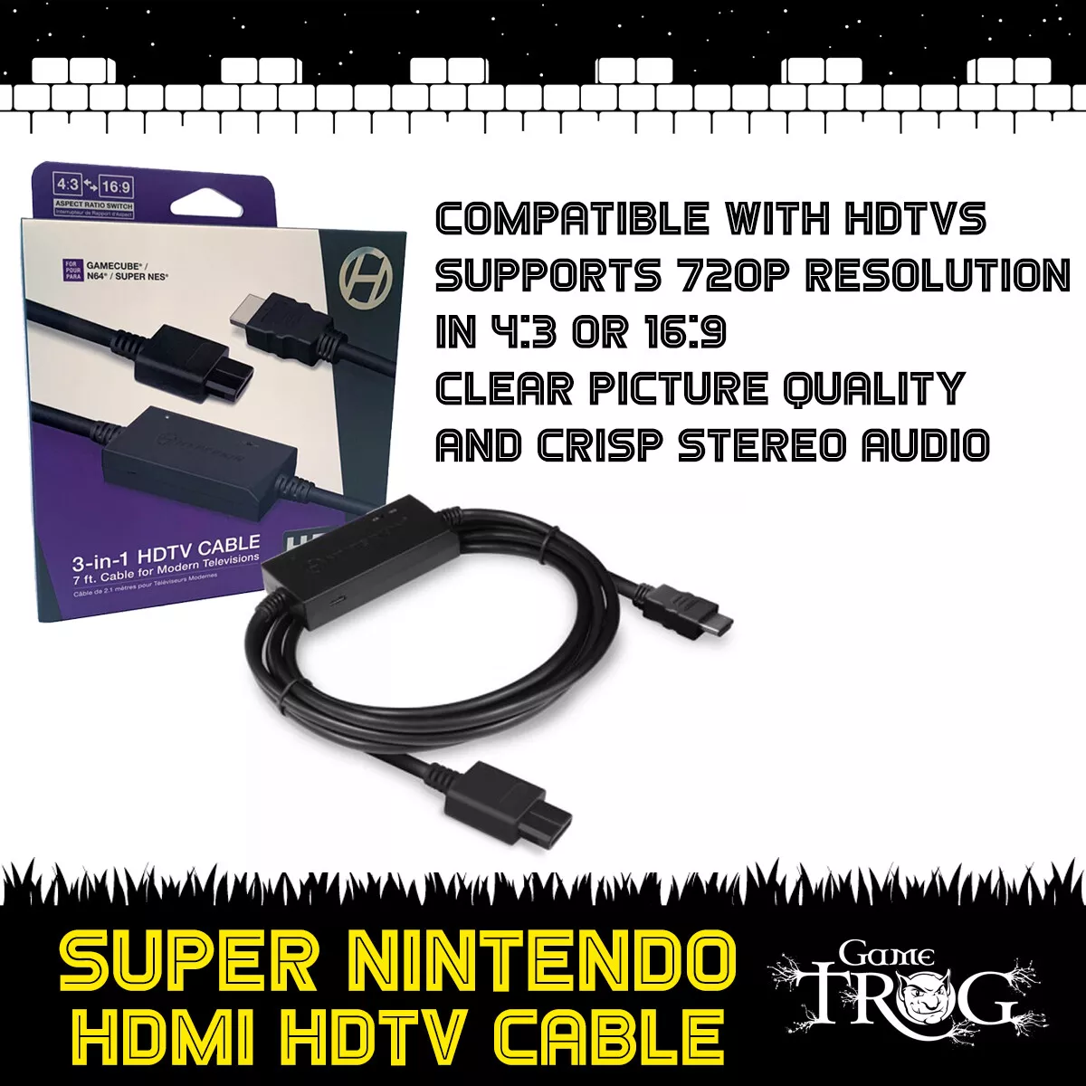 Super Nintendo SNES HDMI HDTV Cable 720p Resolution High