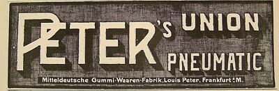 Peter's Union Pneumatic Frankfurt Reklame Original Münchner Jugend 1900