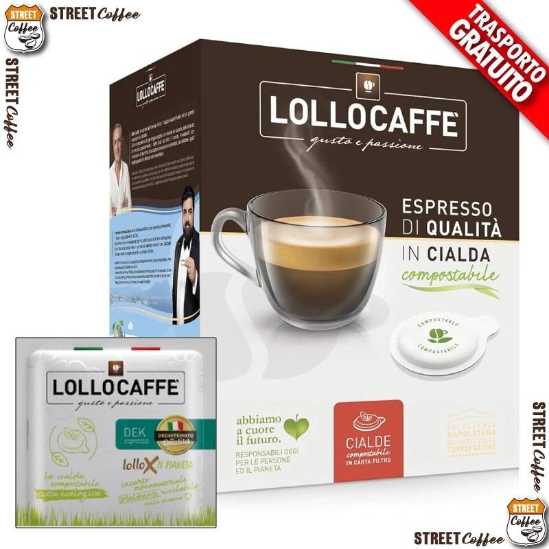 LOLLO CAFFE 150 Cialde Filtro Caffè Lollo ESE 44mm Miscela Dek Deca Decaffeinato gratis