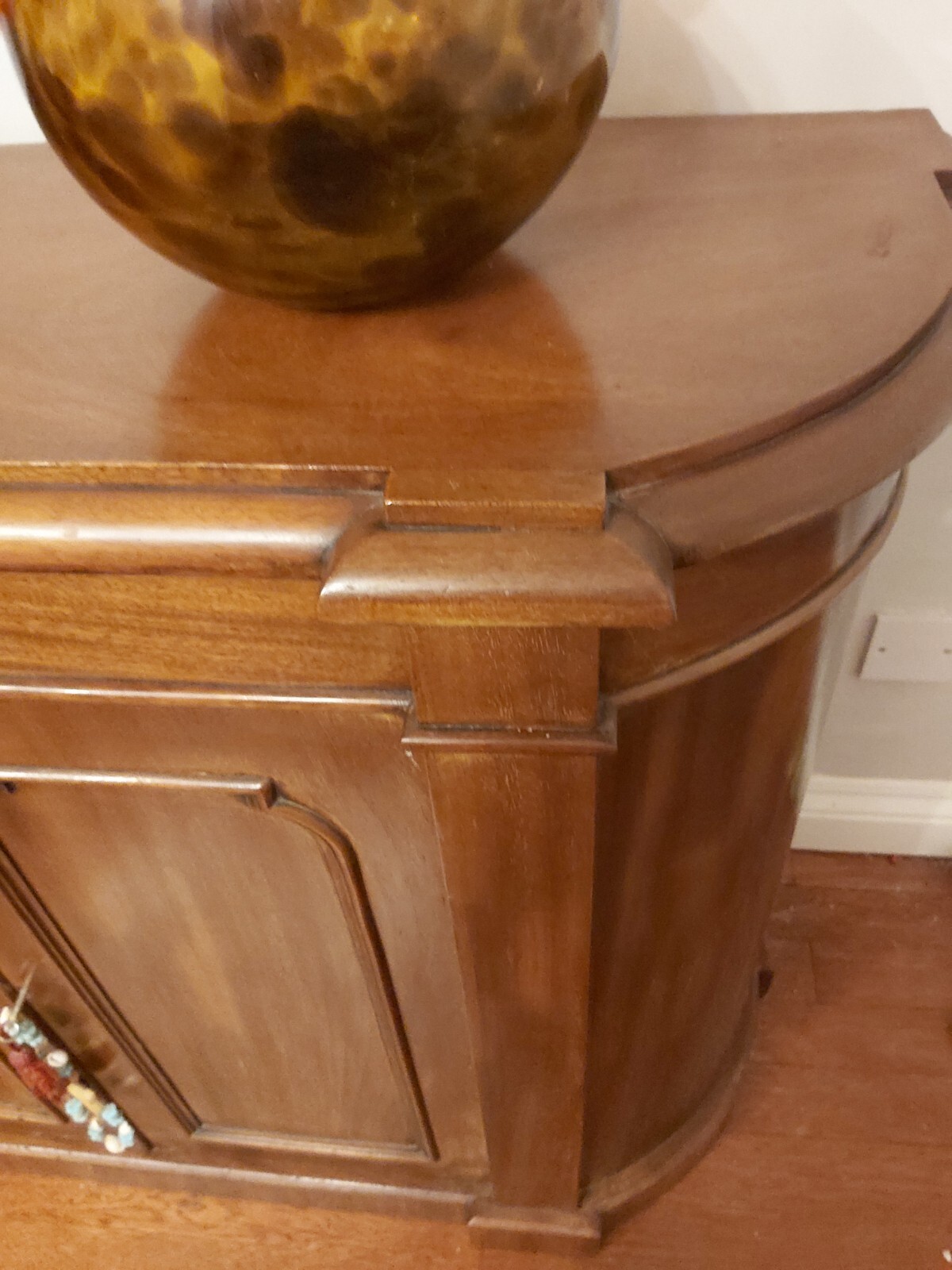 Art Nouveau Shape Victorian Sideboard/ Cupboard / Dark Wood / Hall