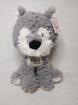 Fiesta Great Wolf Lodge Souvenir Plush Stuffed Animal Grey White Wolf with Tags