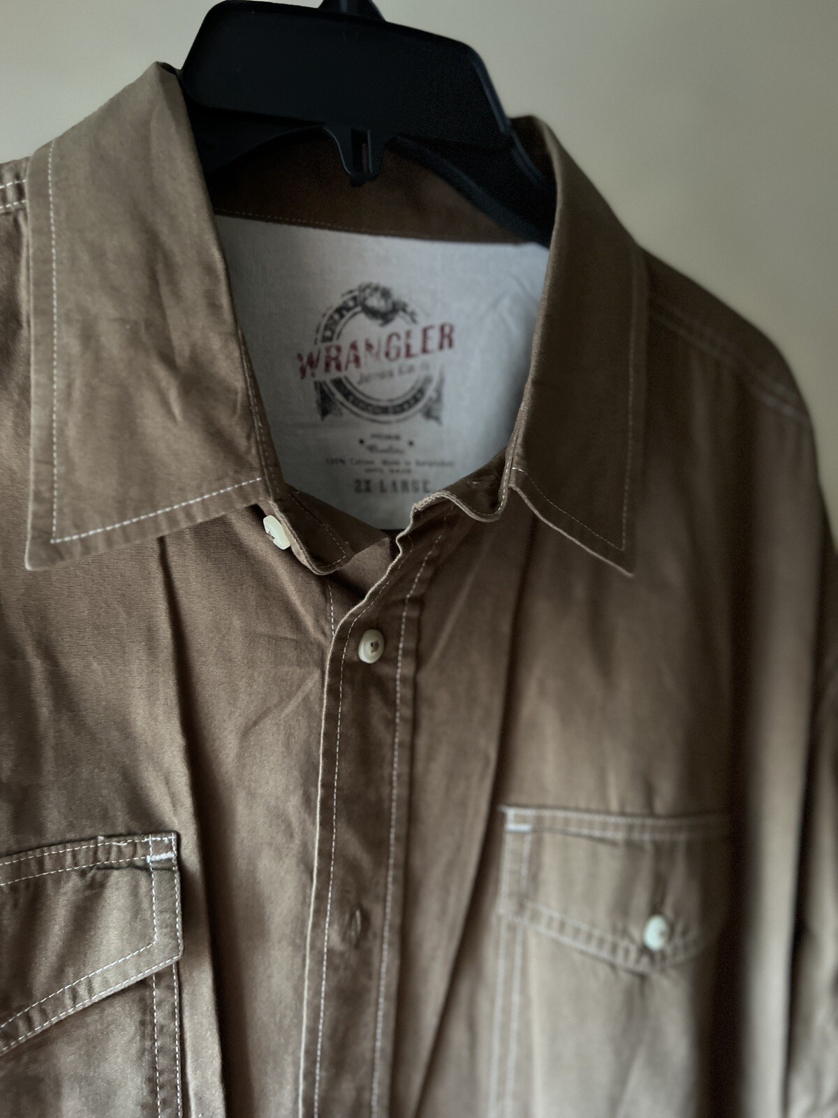 Wrangler Men's 100% Cotton classic Long Sleeve button-Up Shirt W/Pockets|Sz:2XL thumbnail 8