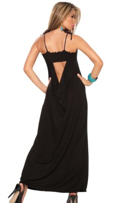4732 Black Designer Sexy Gown Summer Long Casual Sun Cocktail DRESS S M L |  eBay