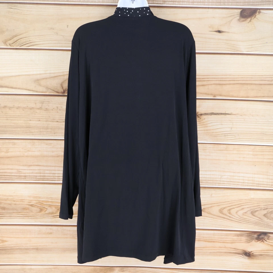 Quacker Factory Open Front Cardigan Top Duster Womens 1X Black Jeweled NEW - Image 2 of 4