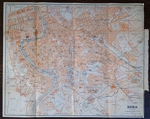 1909 Roma, Rome, Italy, Antique Map, City Plan