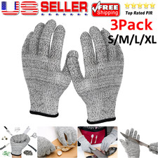 3 Pack Safety Cut Proof Stab Resistant Butcher Work Gloves Level 5 Protection US