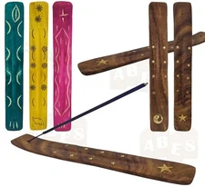 Wood Incense Burner Ash Catcher, Stick & Cone Incense Holder, Hand Crafted, 10"