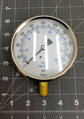 #ad Ametek 3.5” High Pressure Fillable Dual Scale Pressure Gauge 0 2000 PSI Z4B5 $39.50