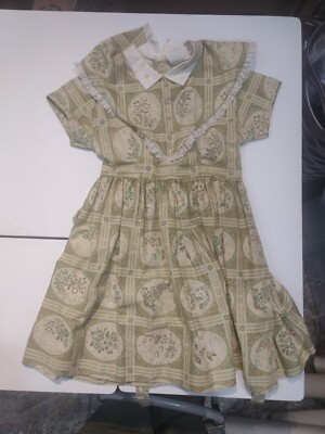 Vintage Girls Dress Size 6 1960s Cinderella Brand Floral light Green 