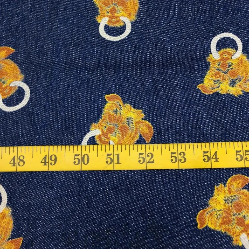 Tecido jeans vintage com estampa de novidade 3yds26 porta de lavagem escura batida animais 58" - Imagem 4 de 4