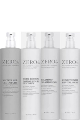 Zero% Complete Bath Kit(Shampoo, Conditioner, Shower Gel, Body Lotion)