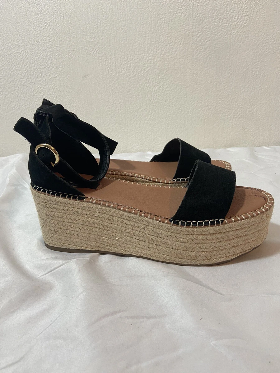 Aqua Women s Ria Suede Espadrille Platform Sandals Black Size 10
