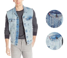 Levi's Strauss Men's Premium Cotton Button Up Denim Jeans Trucker Vest