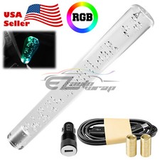 Led Light Rgb Shift Knob Stick Crystal Transparent Bubble Gear Shifter 30cm