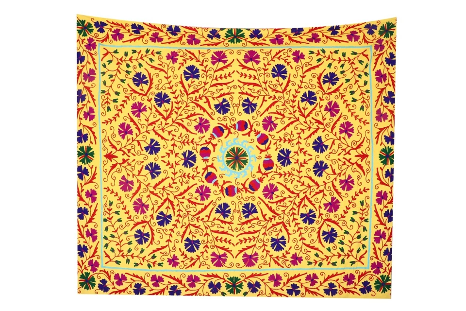 Cotton suzani bedspread for bed, tablecloth, wall hanging - Image 3 of 3