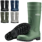 HISEA Men Rain Boots w/Steel Shank Waterproof Corrosion-Resistant Mud Work Boots