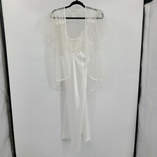 Vintage Val Mode Lingerie Peignoir Negligee Set Sheer Robe Mermaid Gown White S