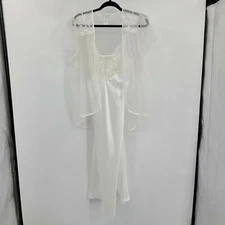 Vintage Val Mode Lingerie Peignoir Negligee Set Sheer Robe Mermaid Gown White S