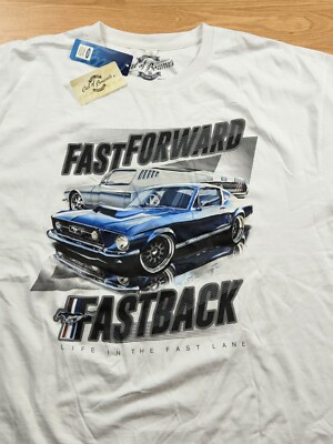 NWT OUT OF BOUNDS BREAKING RULES FORD MUSTANG FASTBACK WHITE T-SHIRT SZ XXL