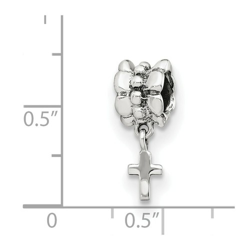 Cross Dangle Bead .925 Sterling Silver Antique Finish Reflection Beads - 第 3/4 張圖片