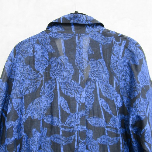 Escada Blouse Top Womens 36 Small Lightweight Nizza Abstract Leaf Print Blue - Picture 8 of 9