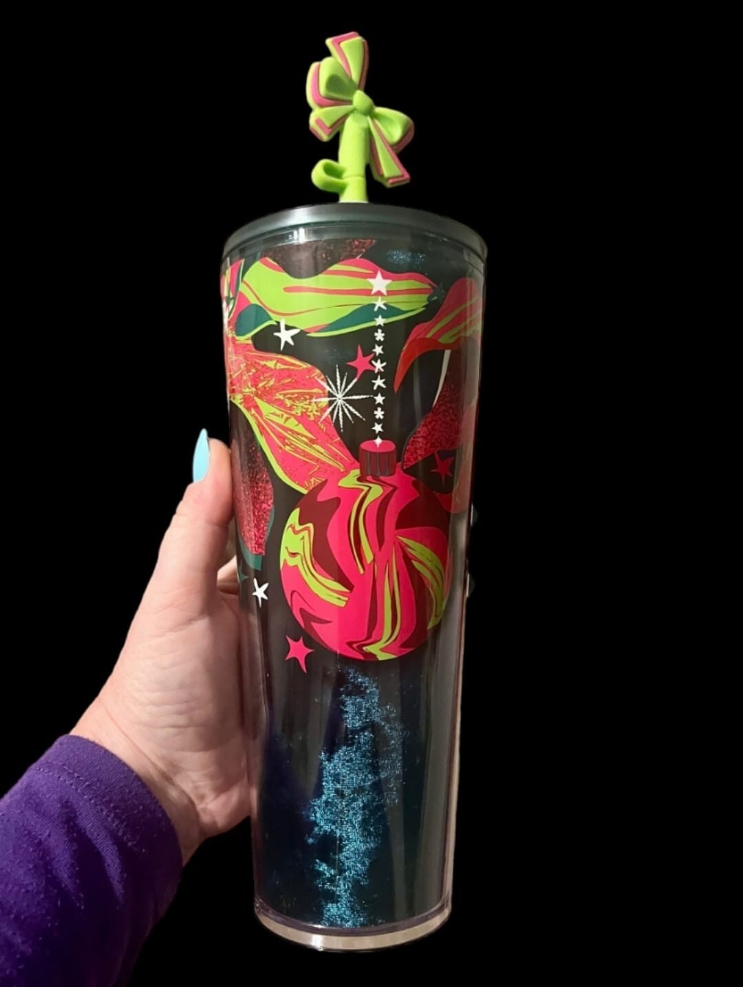 2023 Starbucks Christmas Holiday Tumbler Bow Silicone Straw Topper 24oz