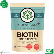 Biotin Hair Growth Supplement 10,000mcg- Biotin Zinc  Copper -90Caps