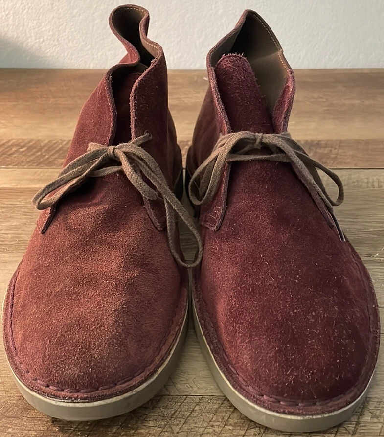 Clarks Original Suede Desert Boots Size 11 Shoes Red Burgundy Maroon | eBay