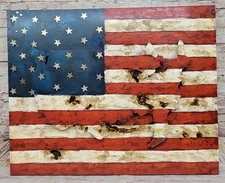 AMERICAN FLAG 3D COLLAGE DORMITORY ART ARTWORK HAND MADE PAINTING SCULPTURE