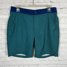 St. John  s Bay Board Shorts/Swim Trunks Blue And Green Geometric Print Size M