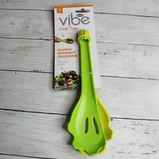 Vibe Salad Serving Tongs Green Yellow Utensil Set Kitchen Gadget