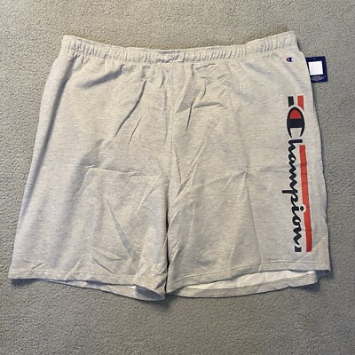 Champion Men's Activewear Shorts Gray 5XL Big Tall Script Signature Logo  NWT