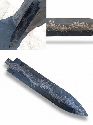 12.2''handmade forged Snake Feather Damascus steel Blank Blade For Dagger Making