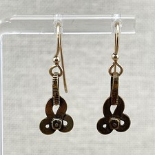 Gold Tone Knot Shape Dangle Drop Earrings Pierced Ear Wire Hook Closure