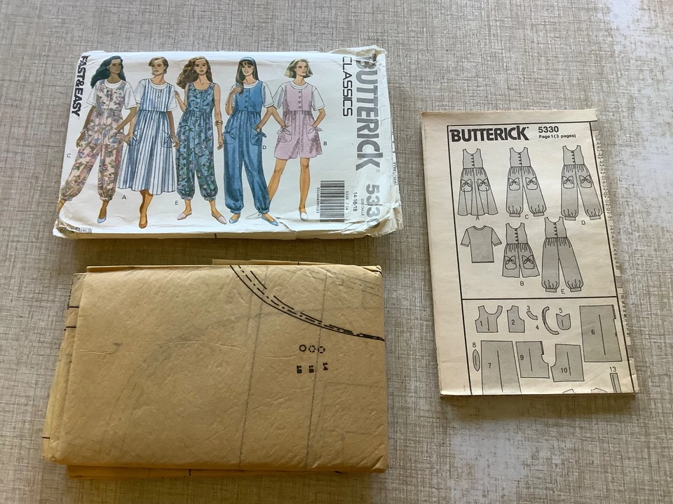 Butterick SEWING PATTERN 5330 Misses JUMPSUIT JUMPER & TOP Sizes 14-16-18 UNCUT - Image 3 of 3