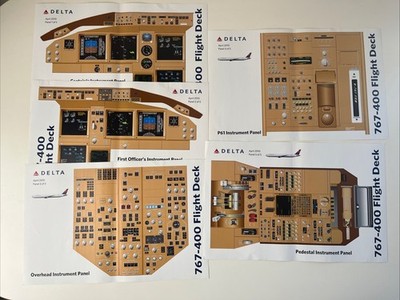 Delta 767-400 Flight Deck Cockpit Posters Overhead Panels Set Of 5, April 2010