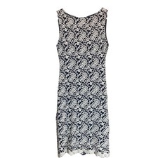 Alice + Olivia Black White Floral Lace Open Back Sheath Dress Size 4