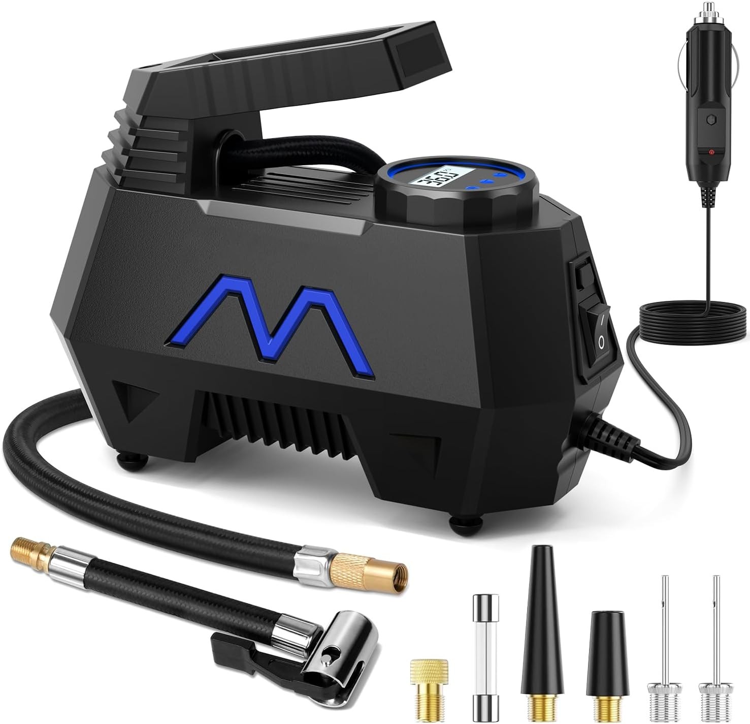 Tire Inflator Portable Air Compressor, DC 12V Air Pump for Car Tires with Digita