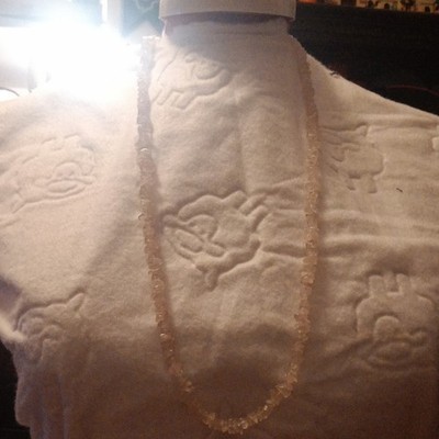 Handcrafted Beaded Stone Necklace Light Pink Irregular Chip Beads for Women