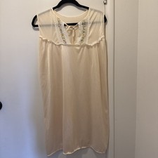 Vintage Satin Nightgown With Romantic Lace Trim  Flower Embroidery