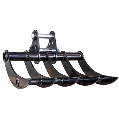 Mini Excavator 450mm Heavy Duty 5Tooth Grass Rake Digger Attachment with 2 Pins