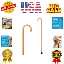 Wooden Walking Cane, Round Handle Wood Cane with Natural Ash Finish and Rubbe...