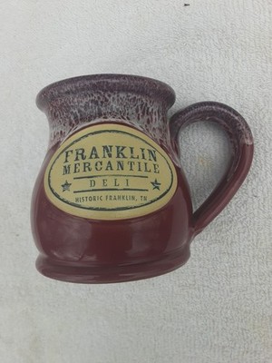 Vintage Maroon Drip Deneen Pottery Mug FRANKLIN MERCANTILE DELI Hand Thrown VGC 