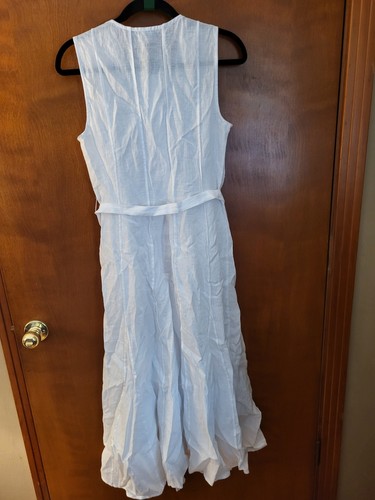 J.CREW Leinenkleid Damen Small Weiß Naht Midi Ärmellos CA671 Neu mit Etikett - Bild 4 von 4