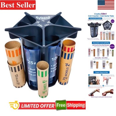 Accurate Coin Sorting Tube - Portable 5-in-1 Coin Counter for Kids & Family